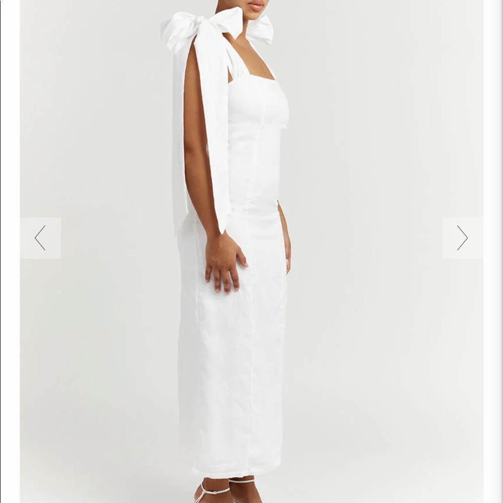 Dissh Aisle Edit white Linen bow midi dress Size 4